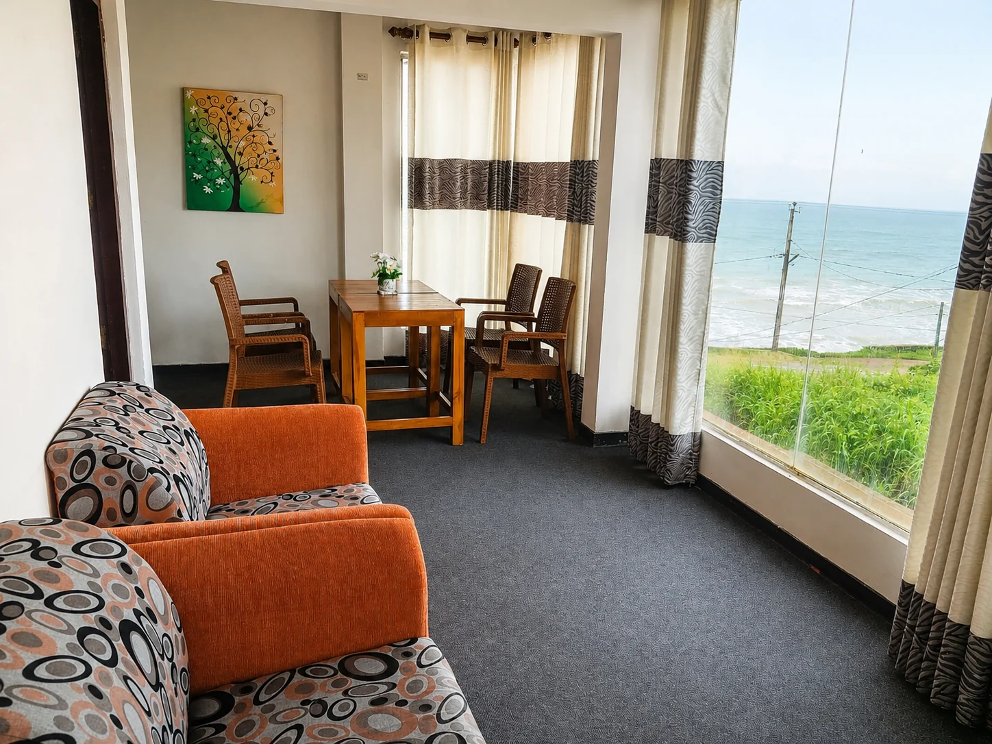 Sea view living area at Villa Yuvin
